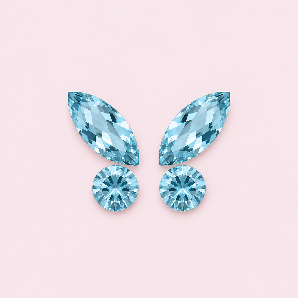 Strass dentaire papillon bleu — Pack de 4