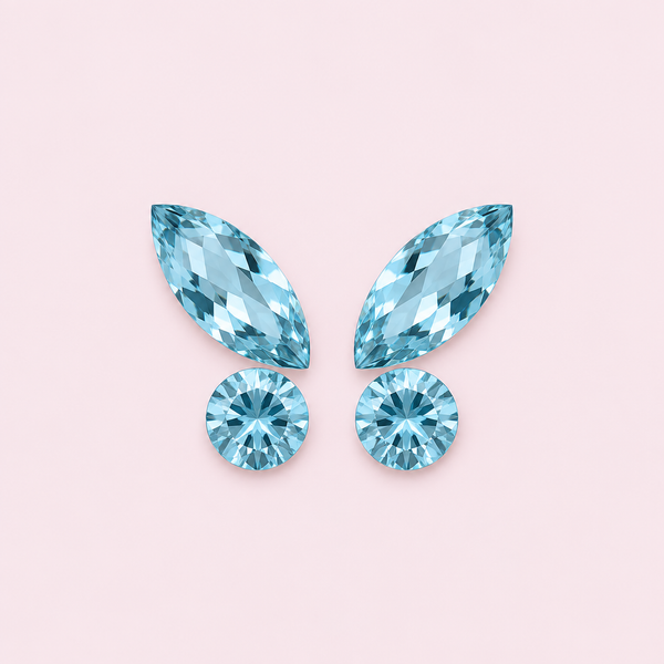 Strass dentaire papillon bleu — Pack de 4