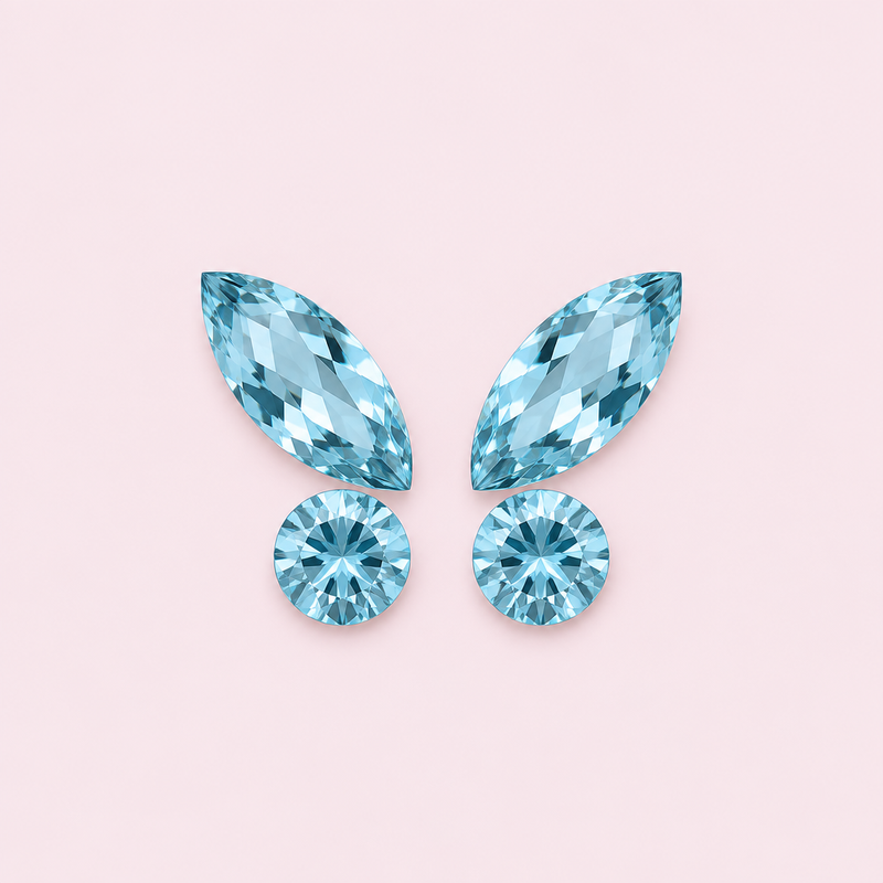 Strass dentaire papillon bleu — Pack de 4