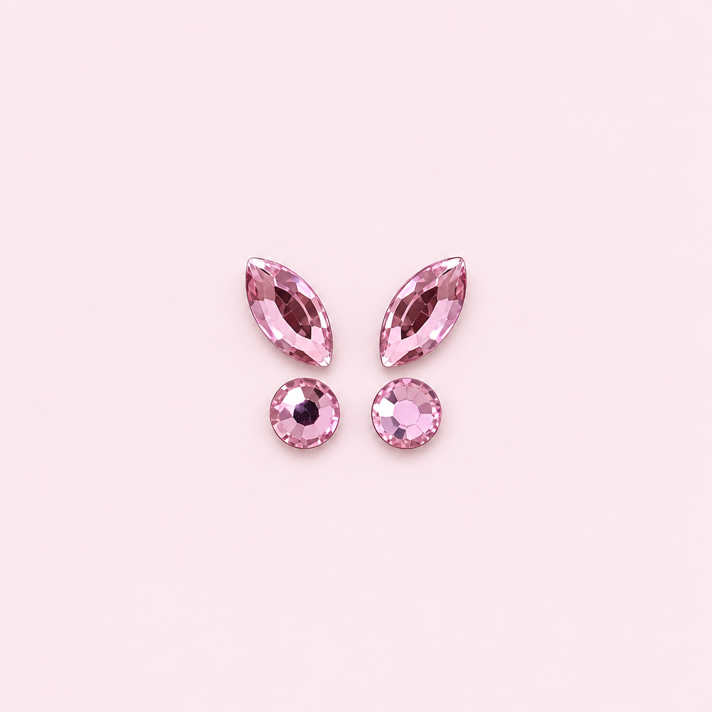 Strass dentaire papillon rose — Pack de 4