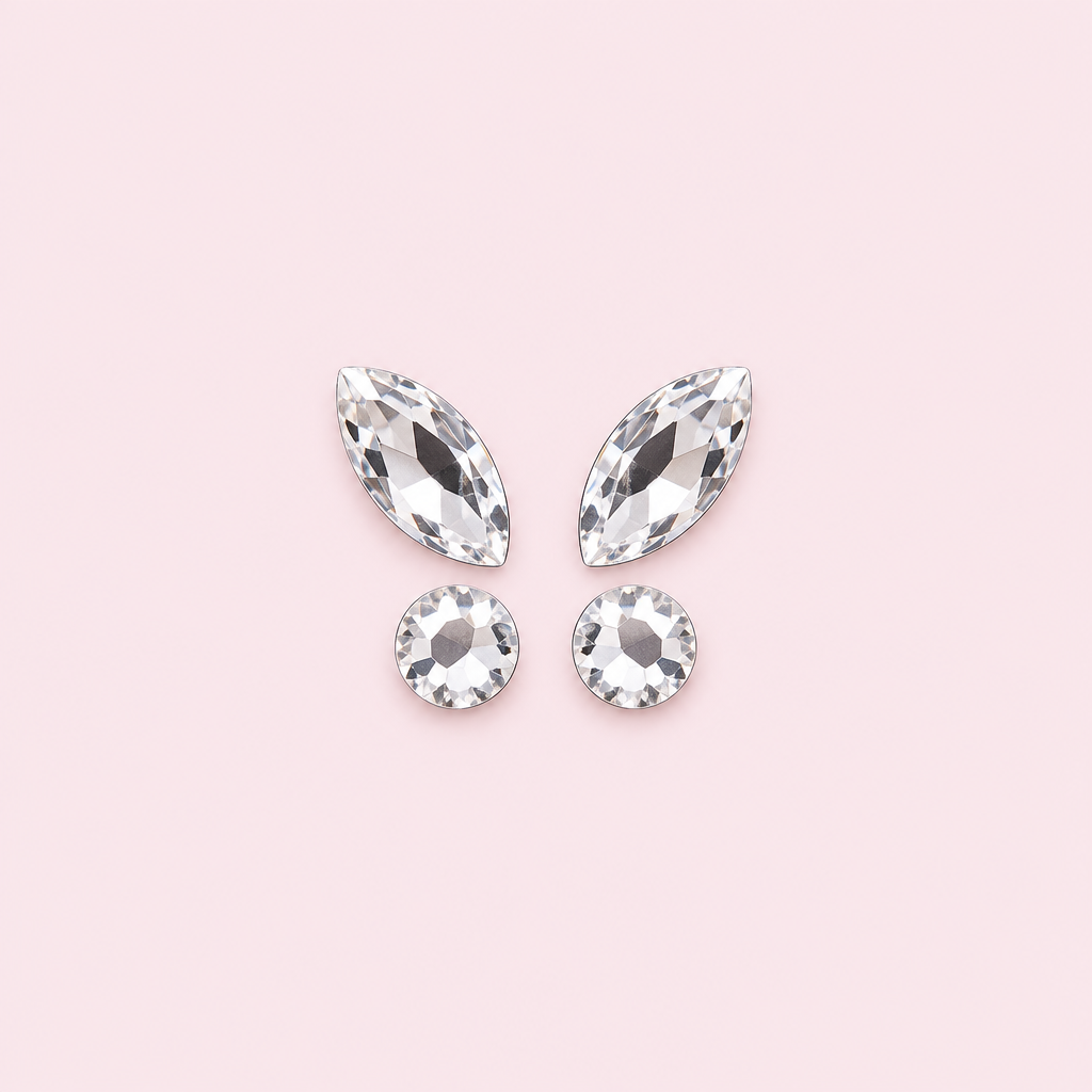 Strass dentaire papillon cristal — Pack de 4