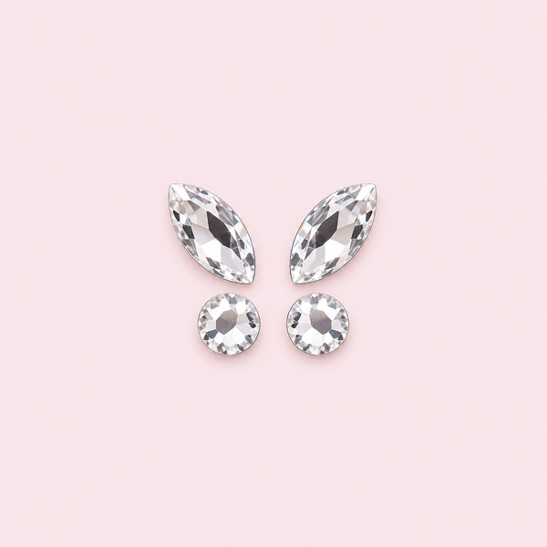 Strass dentaire papillon cristal — Pack de 4