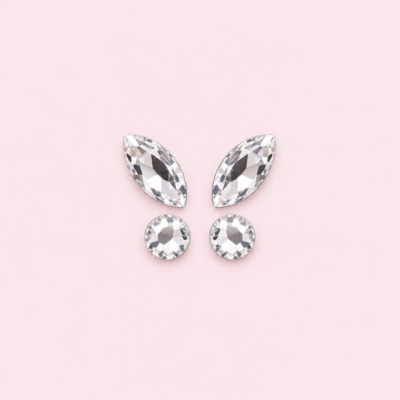Strass dentaire papillon cristal — Pack de 4
