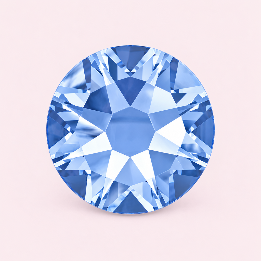 Strass bleu saphir clair rond à coller
