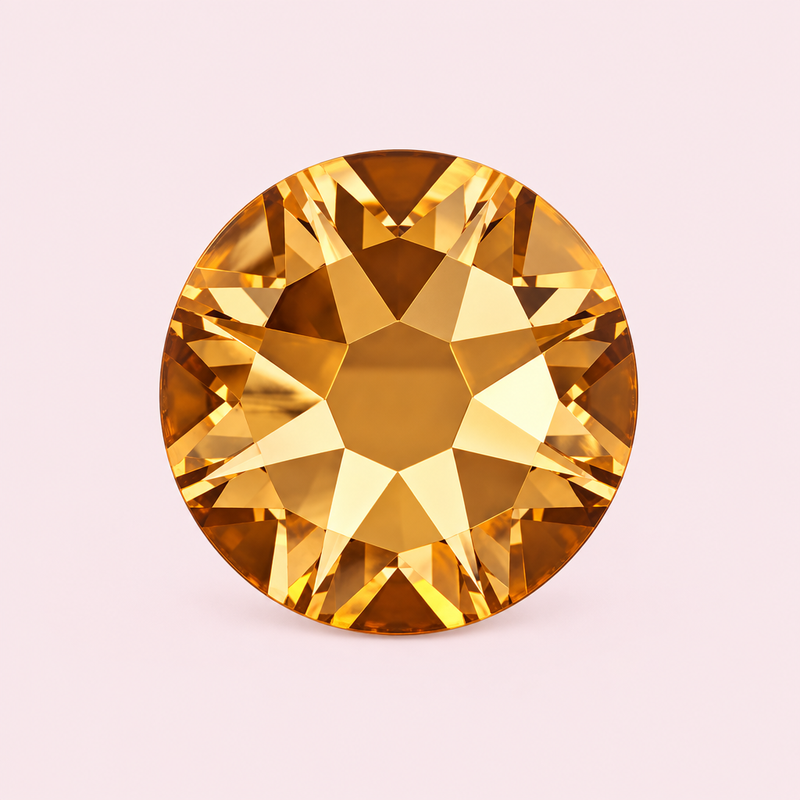 Strass rond ambre topaze à coller