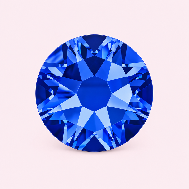 Strass bleu cobalt rond à coller