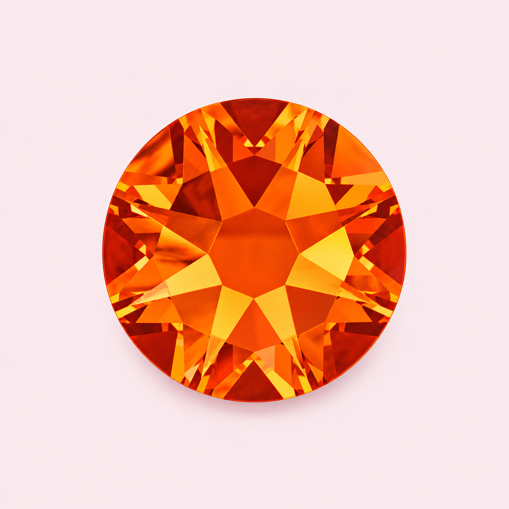 Strass rond orange hyacinthe à coller