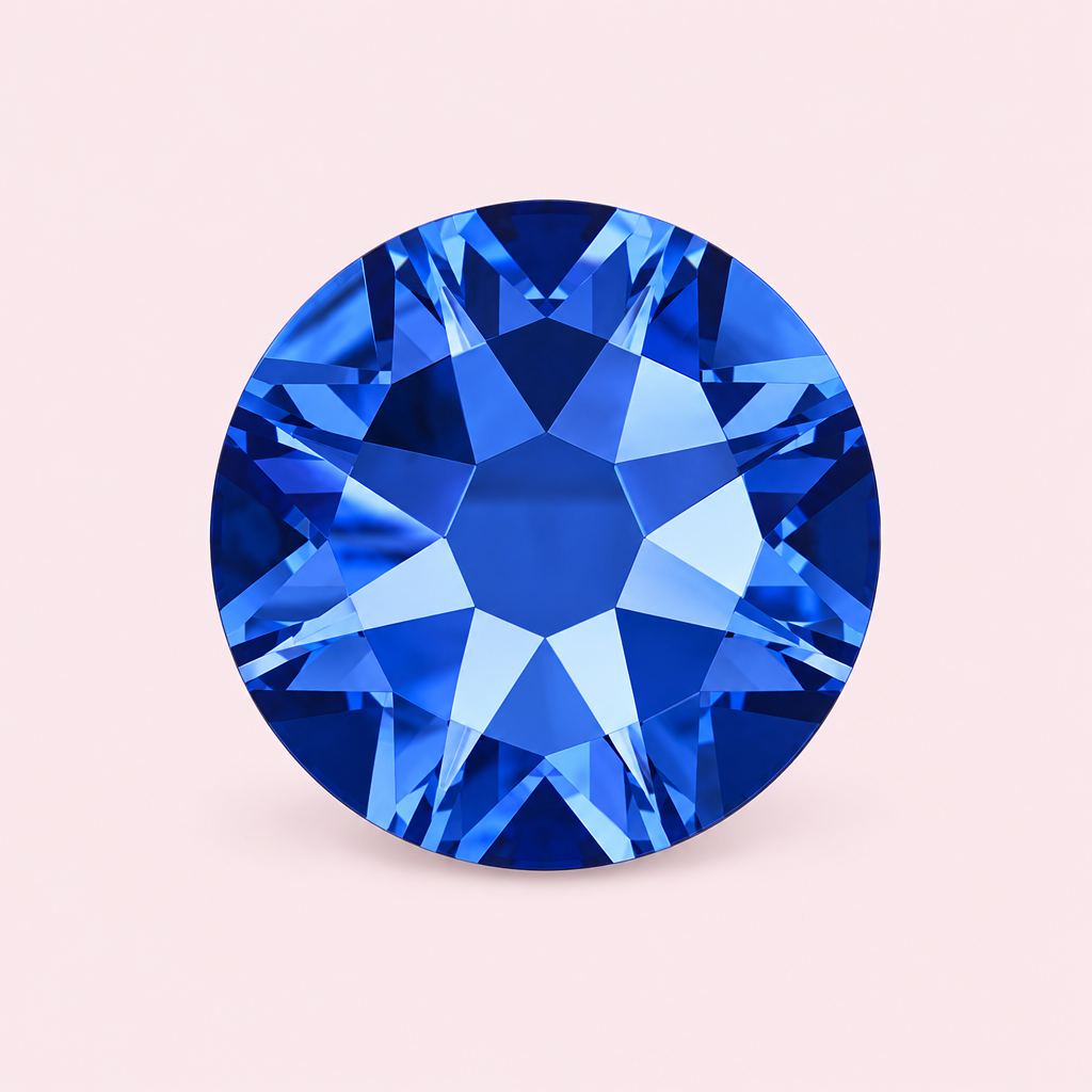 Strass bleu saphir rond à coller