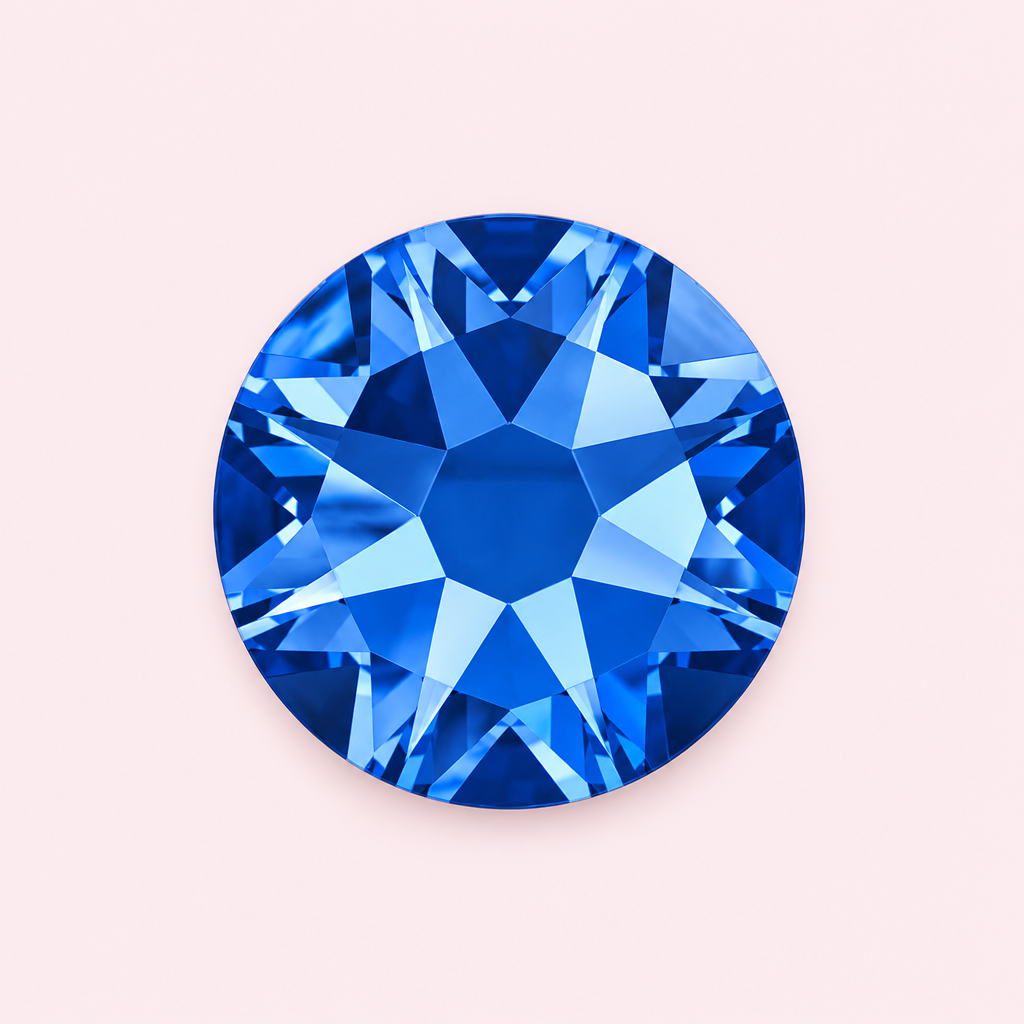 Strass bleu Capri rond à coller