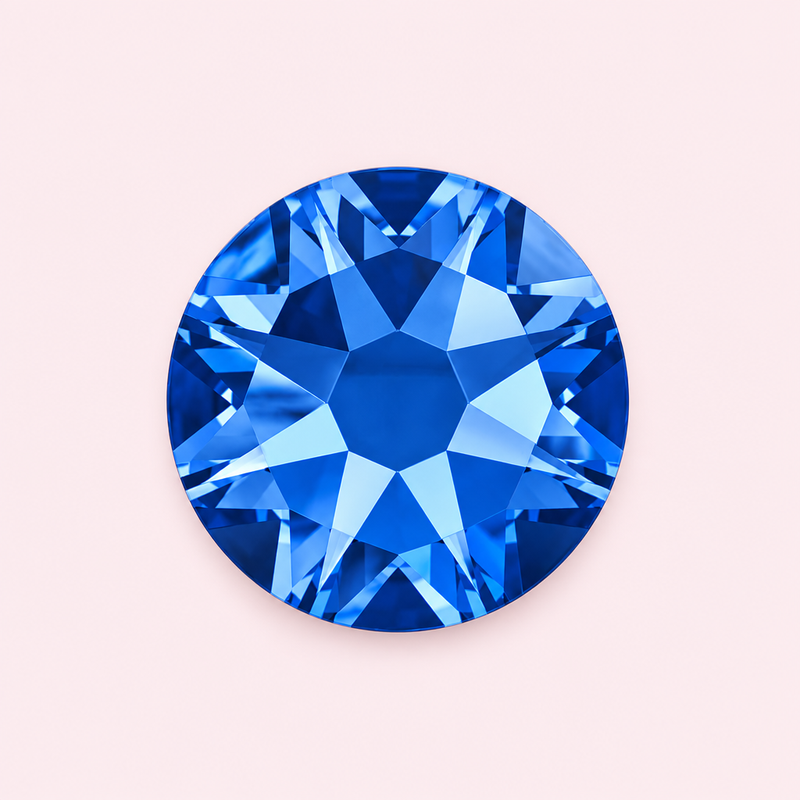 Strass bleu Capri rond à coller