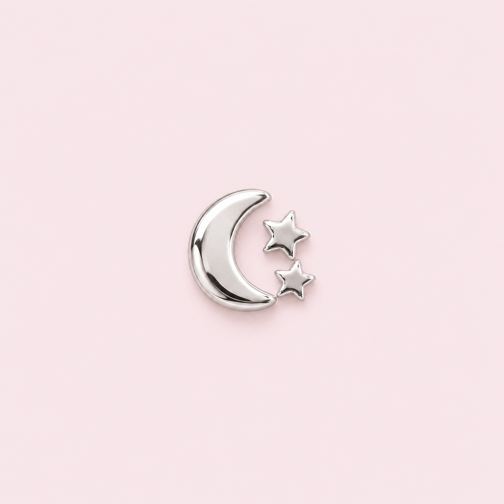 Bijou dentaire lune et étoiles argentées