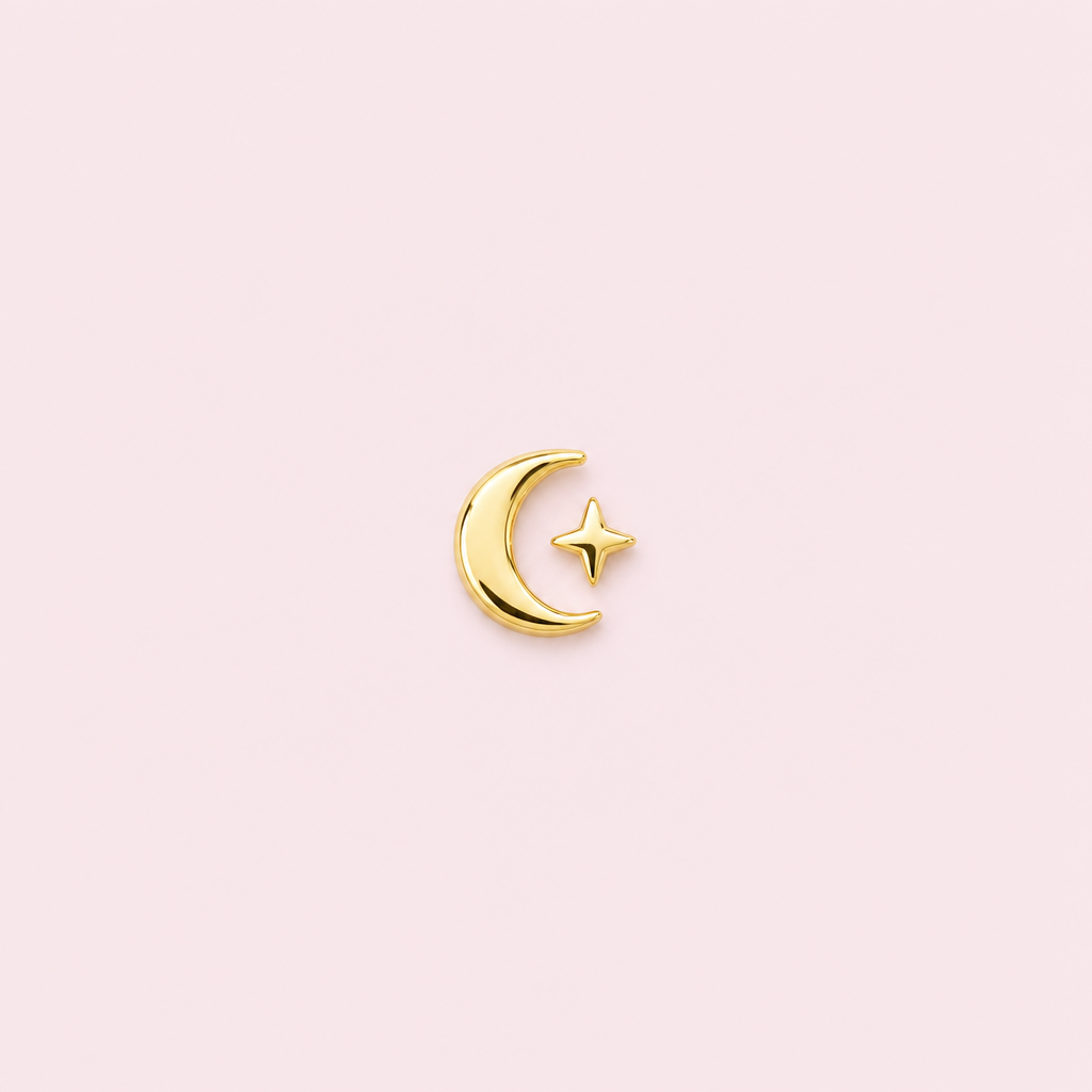 Bijou dentaire croissant de lune étoilé doré