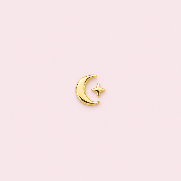 Bijou dentaire croissant de lune étoilé doré