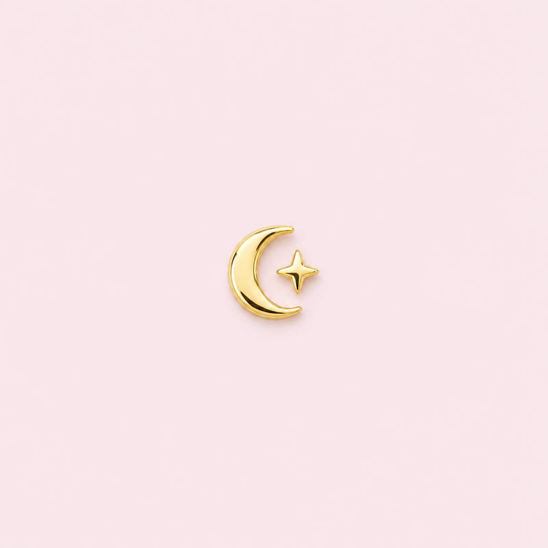 Bijou dentaire croissant de lune étoilé doré